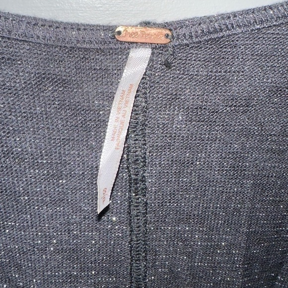 Free People Metallic Shimmer Draped Cowl Neck Long Sleeve Boho Oversized Top S - Picture 7 of 12